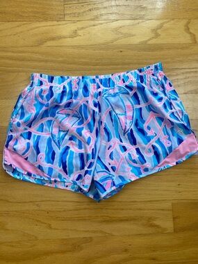Lilly Pulitzer Luxletic Shorts Womens Ocean Trail Reel Nauti Lightweight Size M